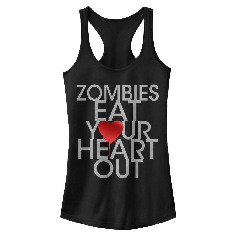 CHIN UP Junior’s Halloween Zombies Eat Heart Out  Racerback Tank