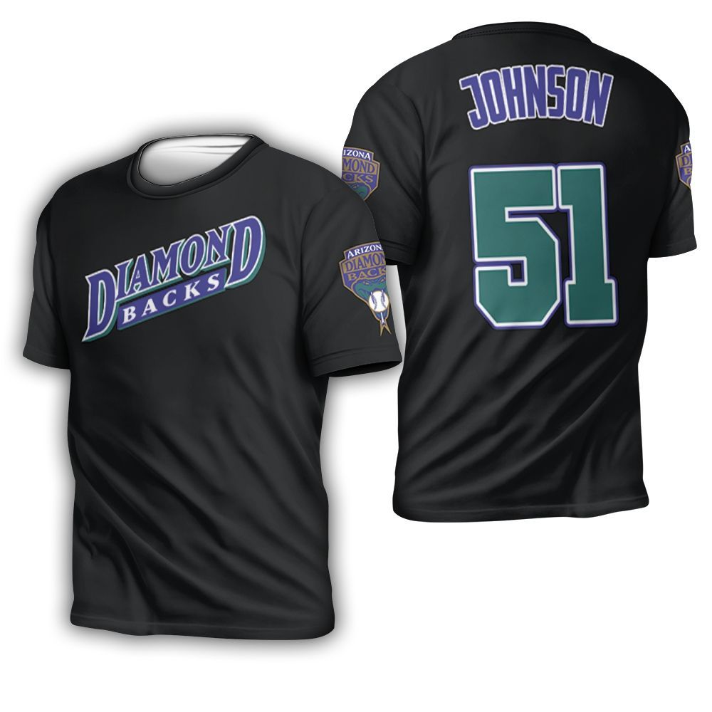 Randy Johnson Arizona Diamondbacks Black Jersey Inspired Style 3D T-Shirt