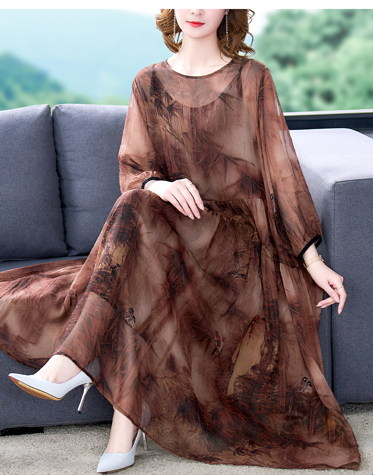 2022 Floral Mulberry Silk Chiffon Sexy Midi Dress Women Boho Fashion Beach Casual Dress Spring Summer New Elegant Loose Vestidos alx