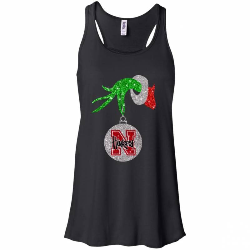 Nebraska Cornhuskers Glitter Grinch Monogram Ornament Christmas Gift Racerback Tank T-Shirt