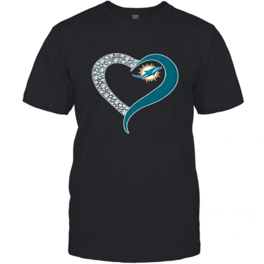 Diamond Miami Dolphins Heart shirt T-Shirt