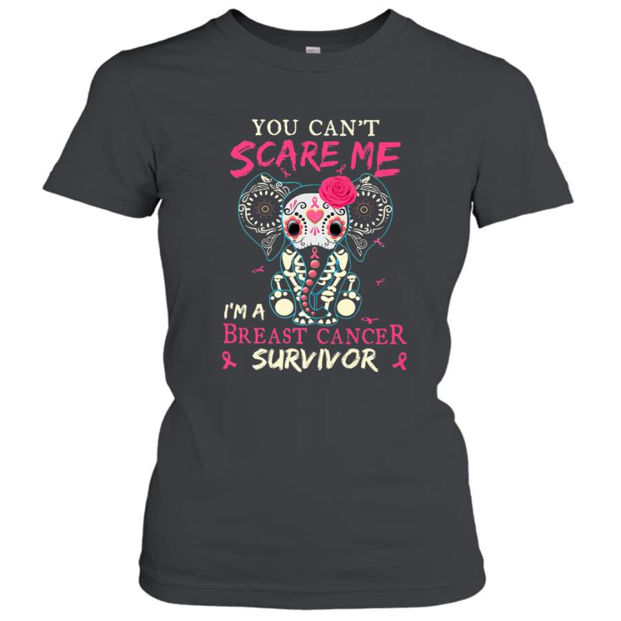 You can’t Scare Me I’m Breast Cancer Survivor Elephant Funny Women’s T-Shirt