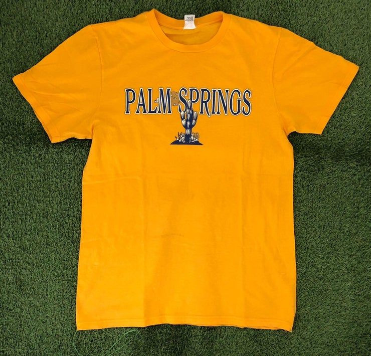 Vintage 1990 S Palm Springs California Yellow Cactus Print Souvenir Shirt