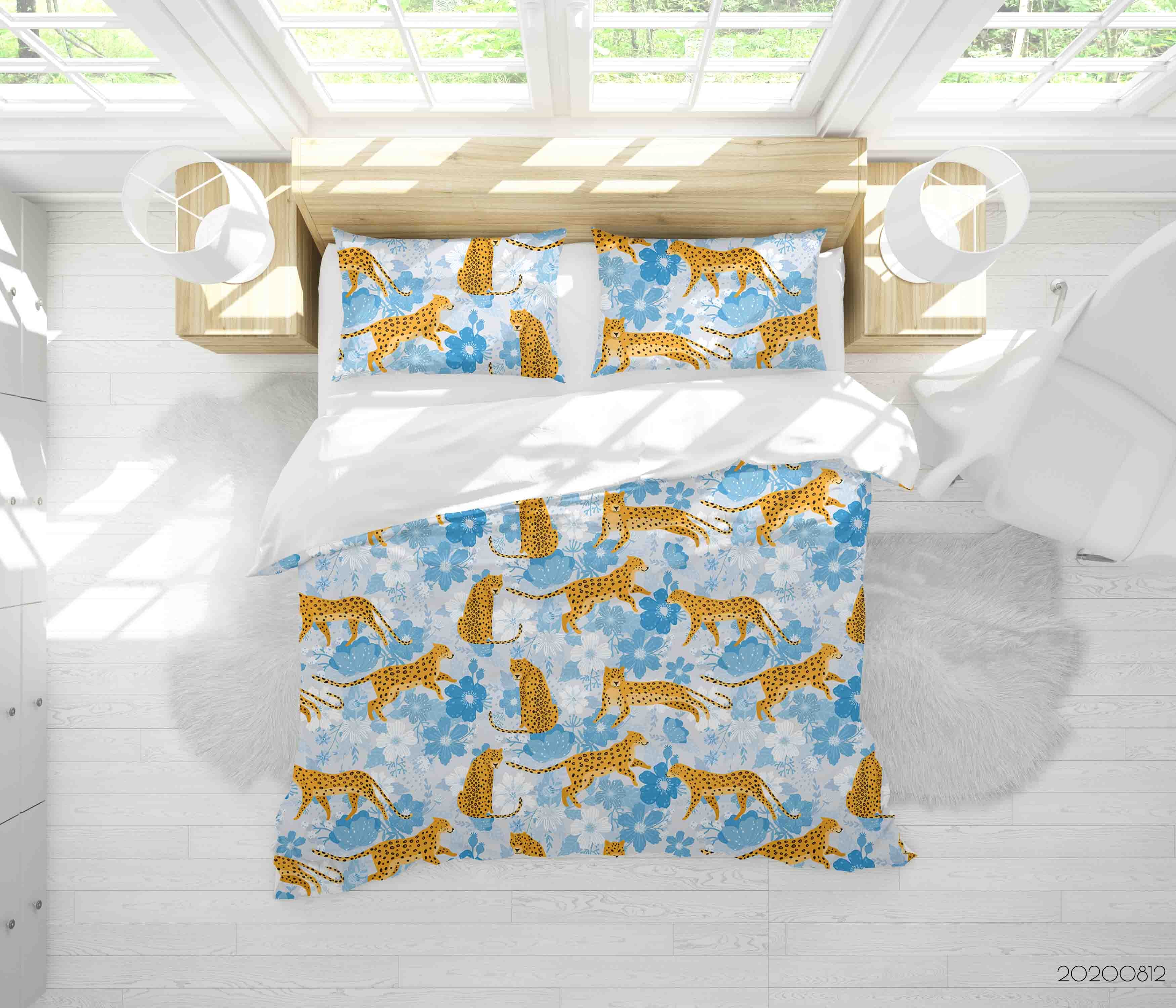 3D Tiger Animal Blue Quilt Cover Set Bedding Set Duvet Cover Pillowcases Lxl