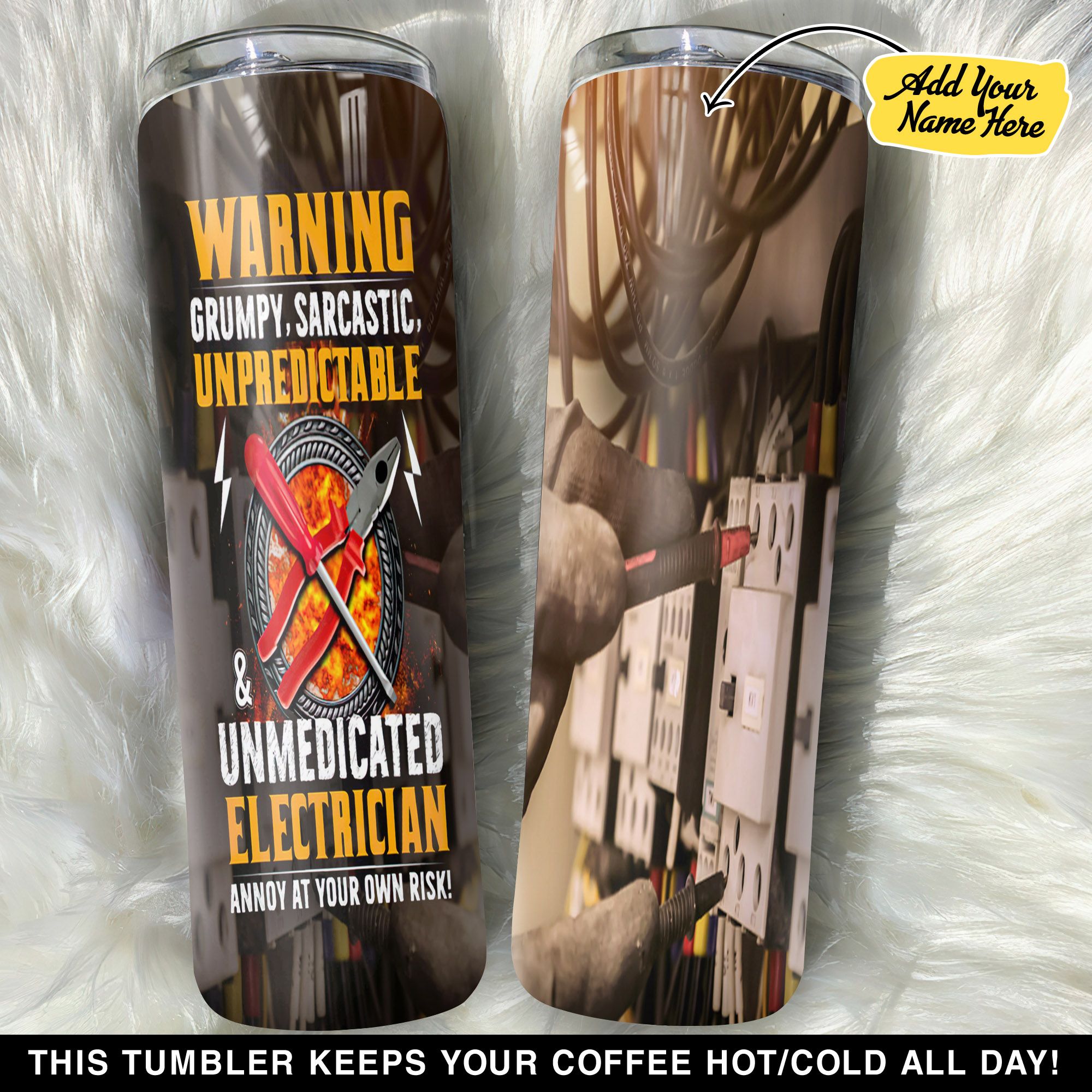 Personalized Electrician Warning GS0203275OD Skinny Tumbler