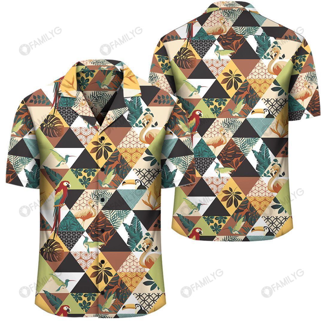 Tropical Jungle Parrots And Flamingos Pattern Hawaiian Shirt Summer Hawaiian For Men, Women, Couple