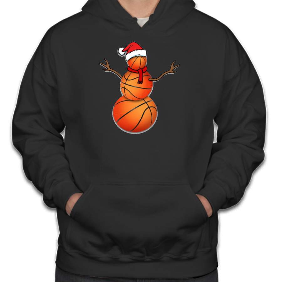 Christmas Basketball Balls Santa Snowman Hoodie