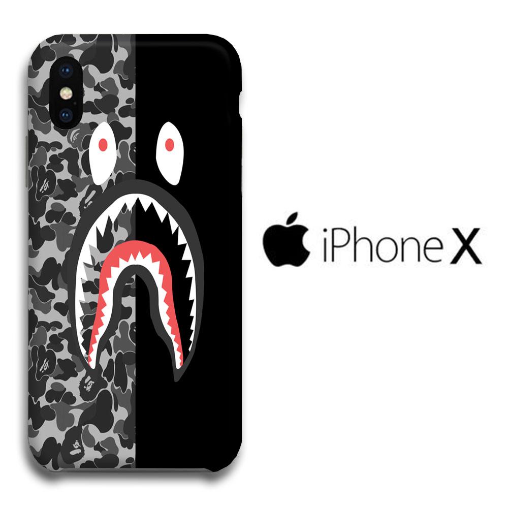 Black And Camo Shark Bape Iphone X 3D Case