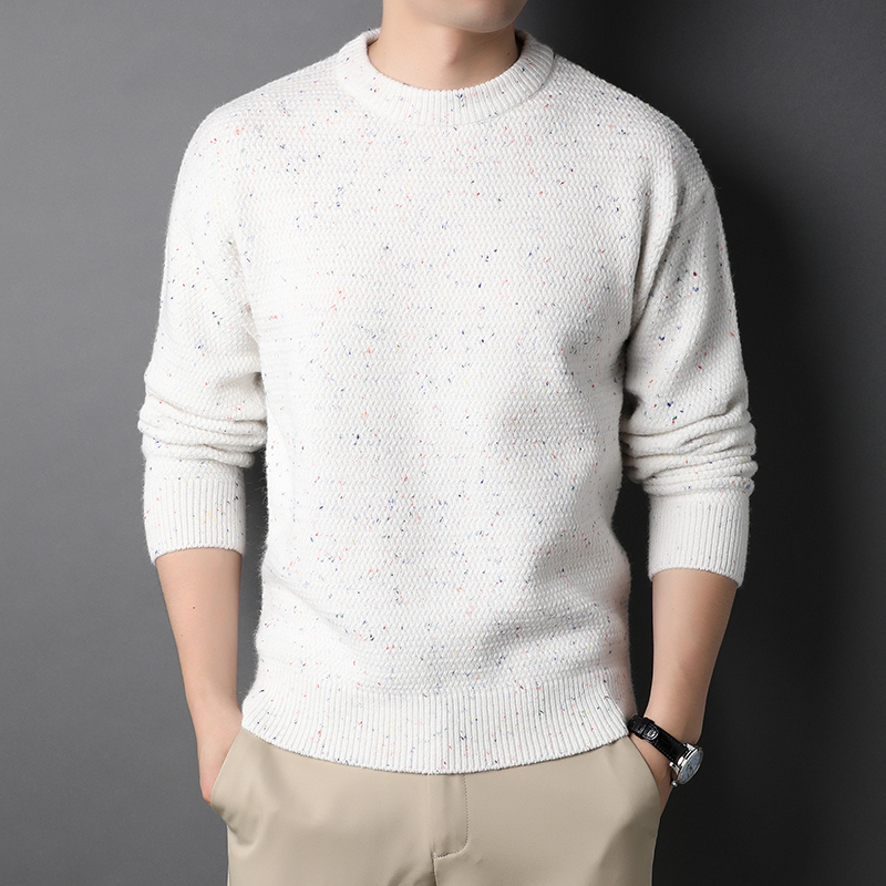 2022 New Personality Trend Jacquard Sweater Men’s Crew Neck Casual Korean Pattern Knitted Sweater Winter Thickened Warm Pullover alx