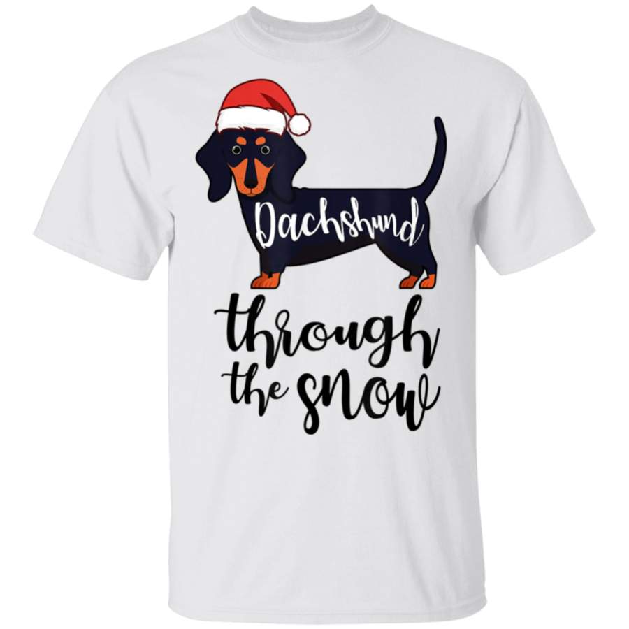 Xmas Dachshund  Cute Dogs Wiener Animal DogLover Pet snow TShirt