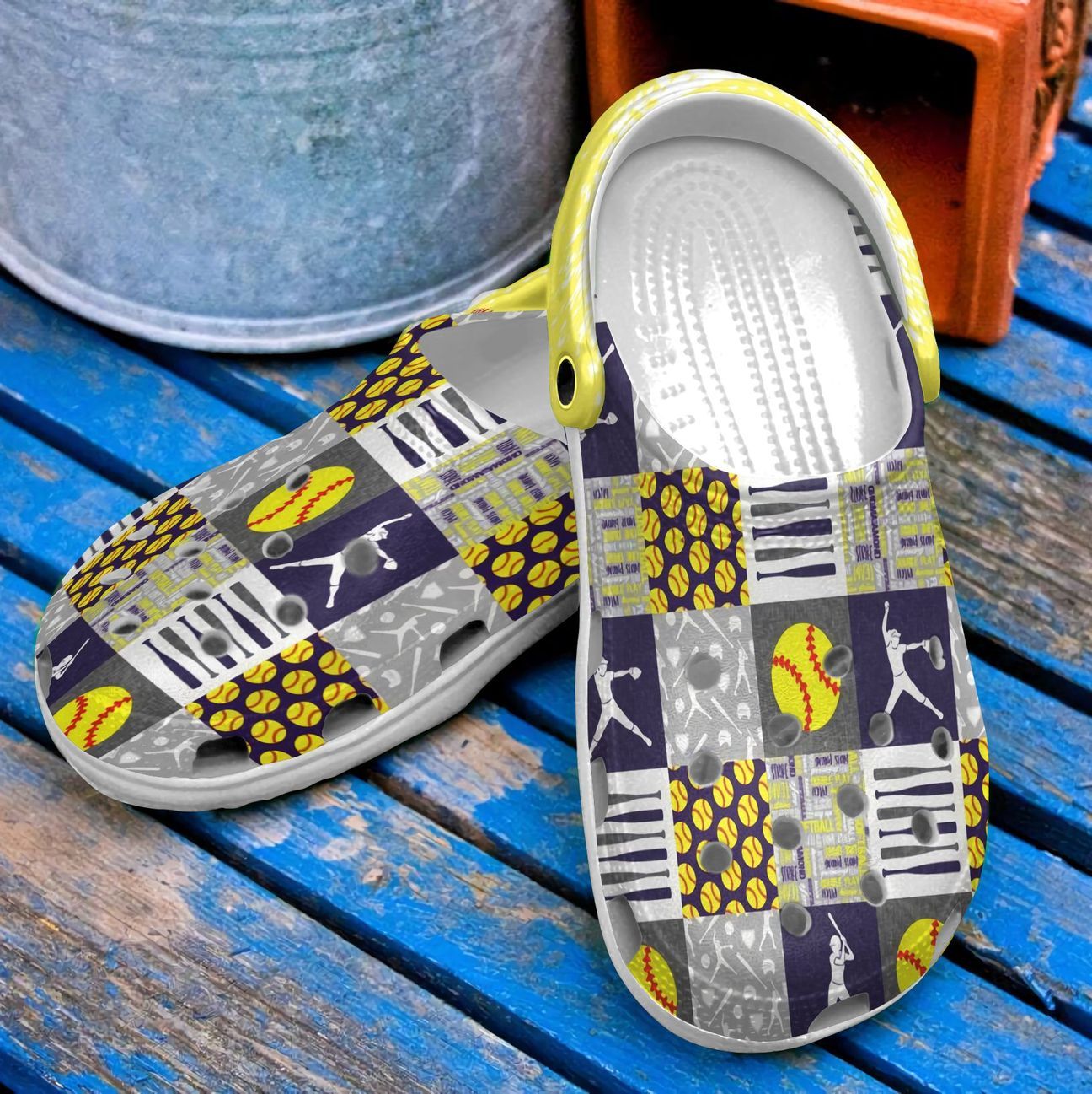 Softball Personalized Clog, Custom Name, Text, Color, Number Fashion Style For Women, Men, Kid, Print 3D Softball Patterns