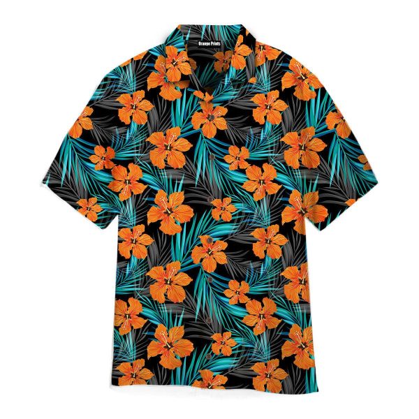 Orange Floral Tropical Pattern Hawaii Shirt For Men Women Ha12954