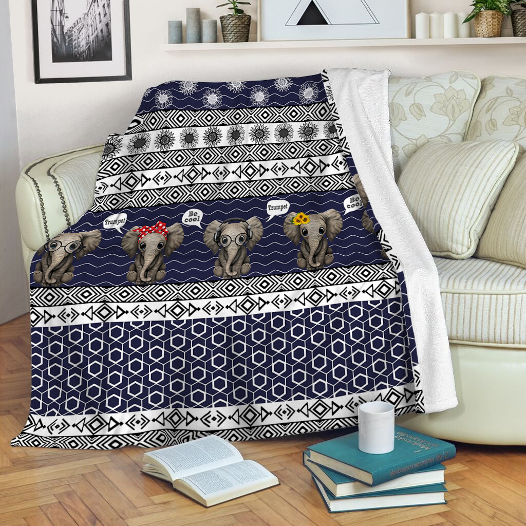 Elephant Tribal Decorative Pattern Fleece Throw Blanket – Soft And Cozy Blanket – Best Weighted Blanket For Adults