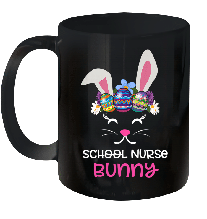 Black Mug School Nurse Bunny Egg Costume Easter Day Premium Sublime Ceramic Coffee Mug Y97