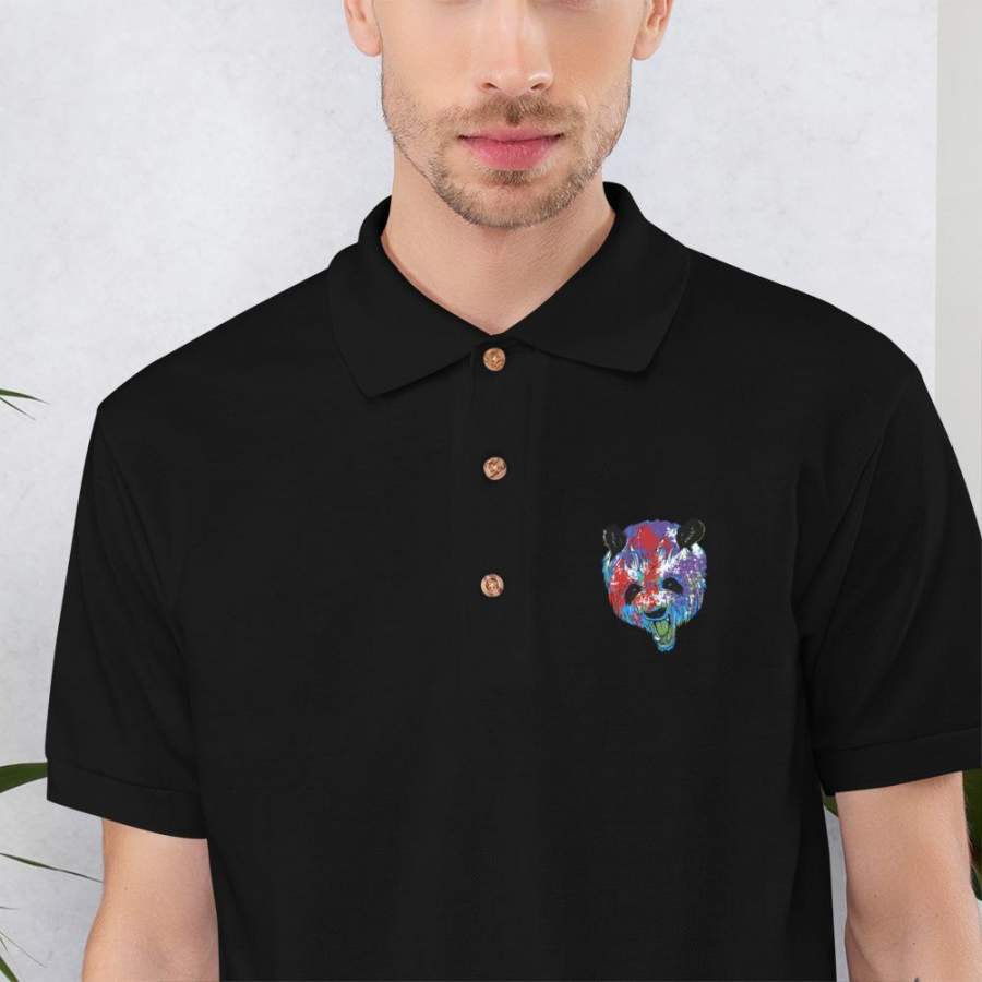 Panda Men’s Embroidered Polo Shirt