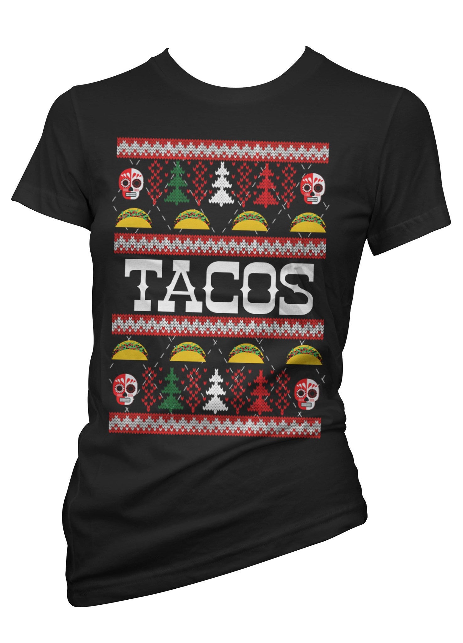 Women’S Tacos Ugly Christmas Sweater Tee By Cartel Ink