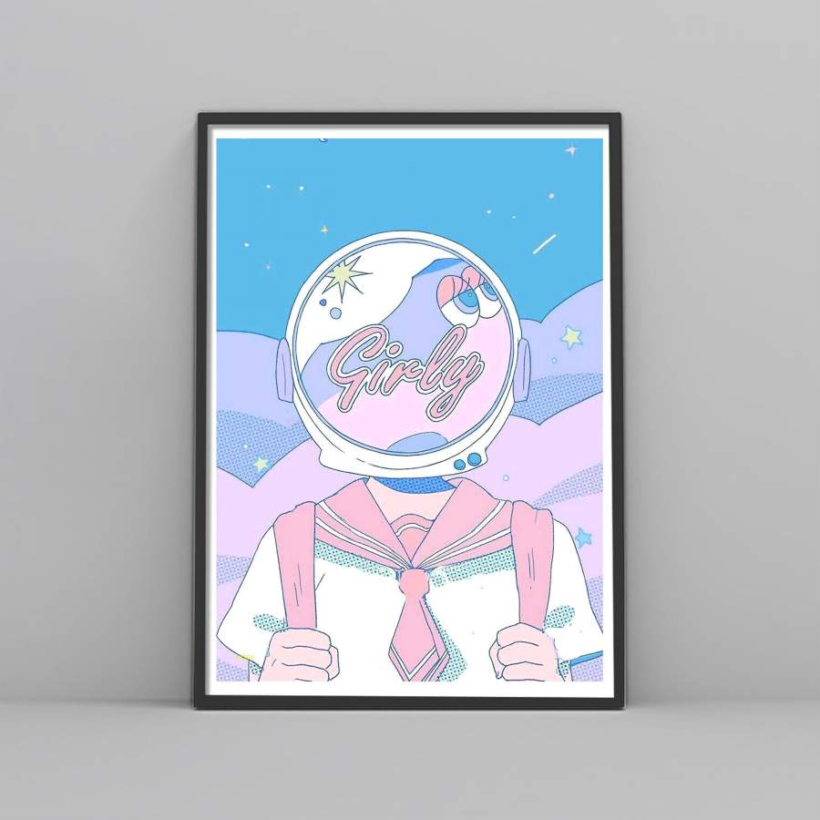 Girly Astronaut Pastel Aesthetic Poster – KreamShirt