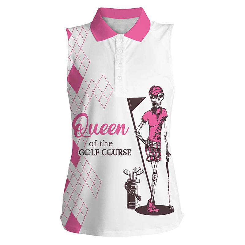 Pink Women’S Sleeveless Polo Shirts Golf Skull Women Of The Golf Course, Golf Shirt For Women