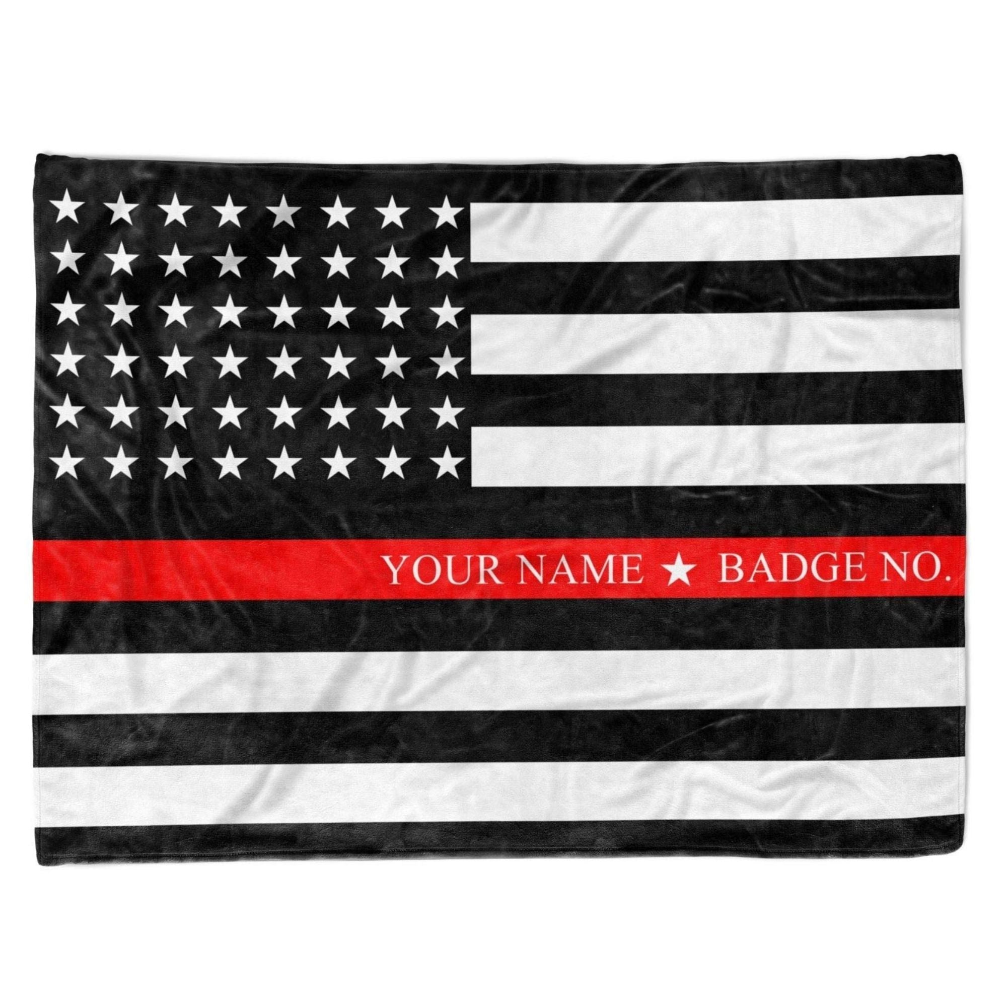 Thin Red Line Firefighter Blanket Personalized Fire Chief Gifts