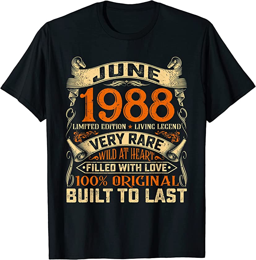 Vintage June 1988 Distressed 33rd Birthday Outfit 33 Yrs Old T-Shirt