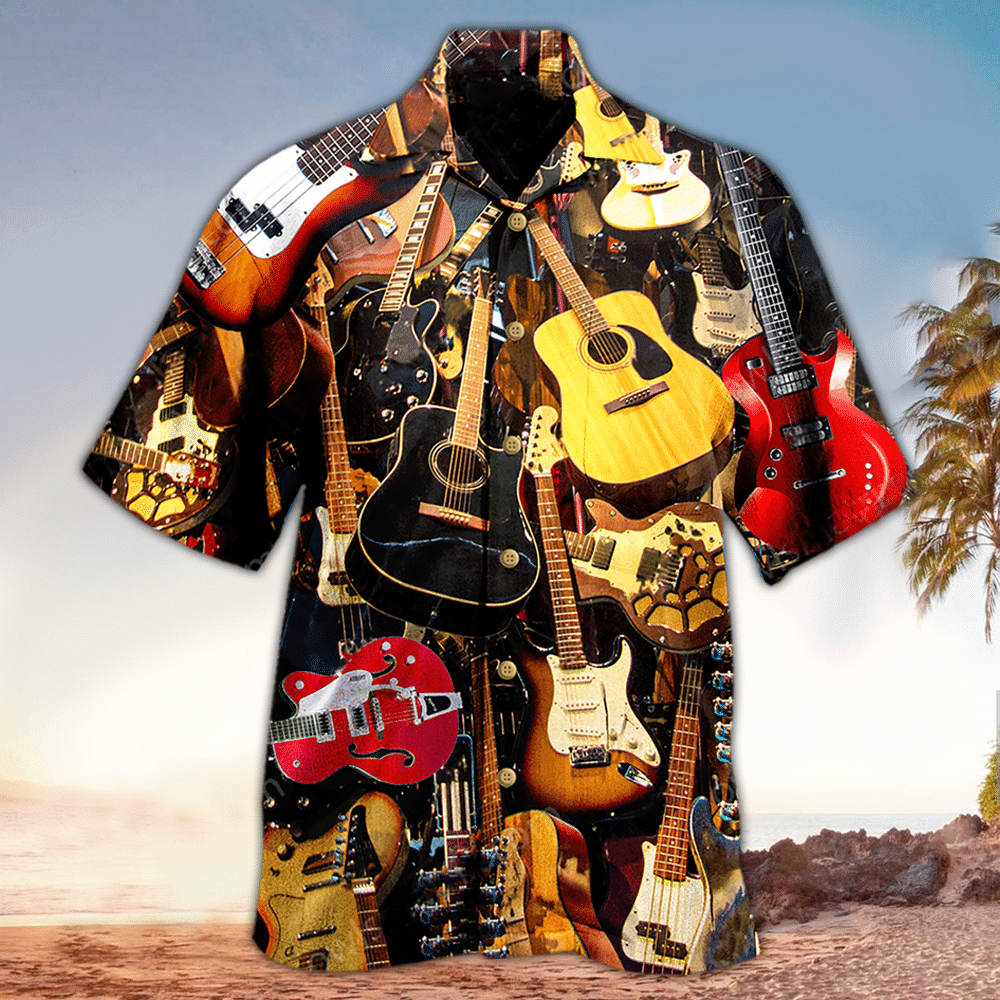 Guitar Hawaii Button Up Shirt Aloha Ha64692