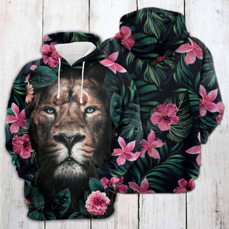 Wild lion with flowers H17618 – All Over Print Unisex Hoodie