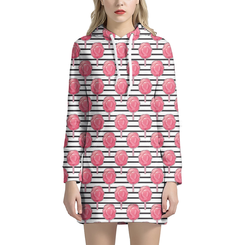 Cotton Candy Striped Pattern Print Women’S Pullover Hoodie Dress