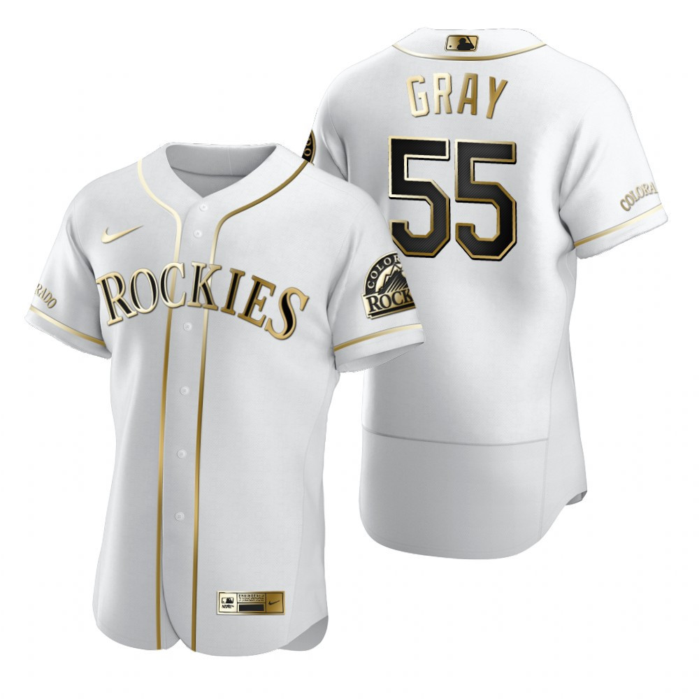 Colorado Rockies #55 Jon Gray MLB Golden Brandedition White Jersey Gift For Rockies Fans