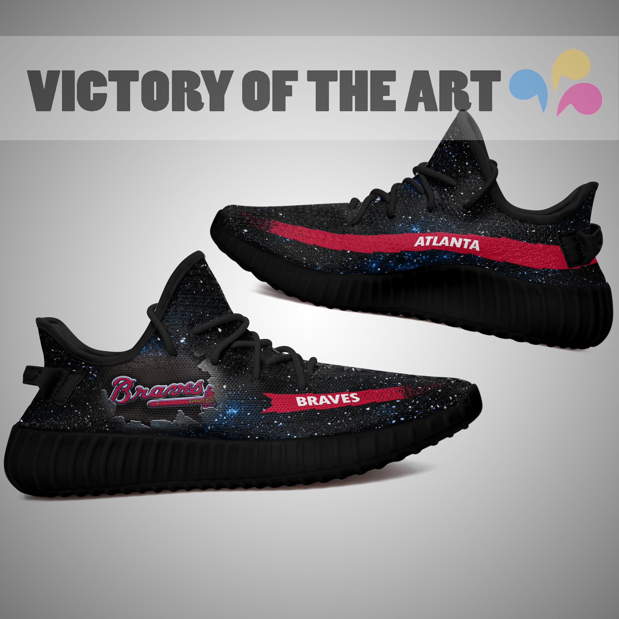 Art Scratch Mystery Atlanta Braves Shoes Yeezy