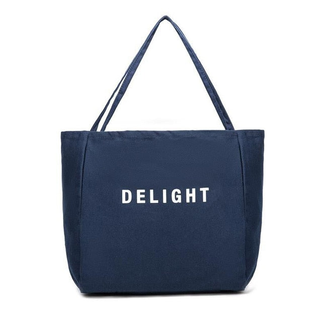 Large Canvas Handbag Women Candy Color Letter Shopping Tote