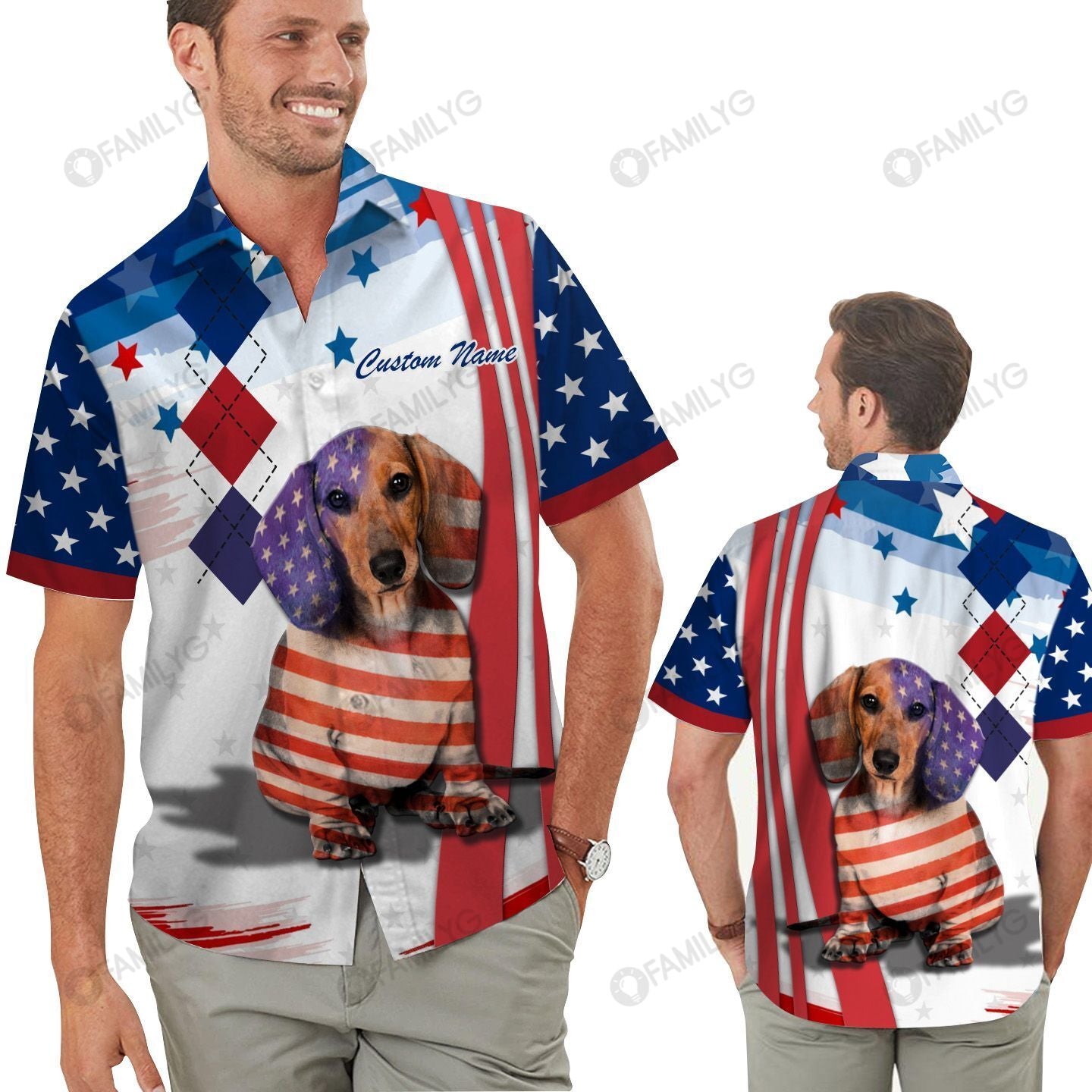 Weenie Dog Patriotic 4Th Of July Personalized Dog Hawaiian Shirt Summer Hawaiian For Men, Women, Couple