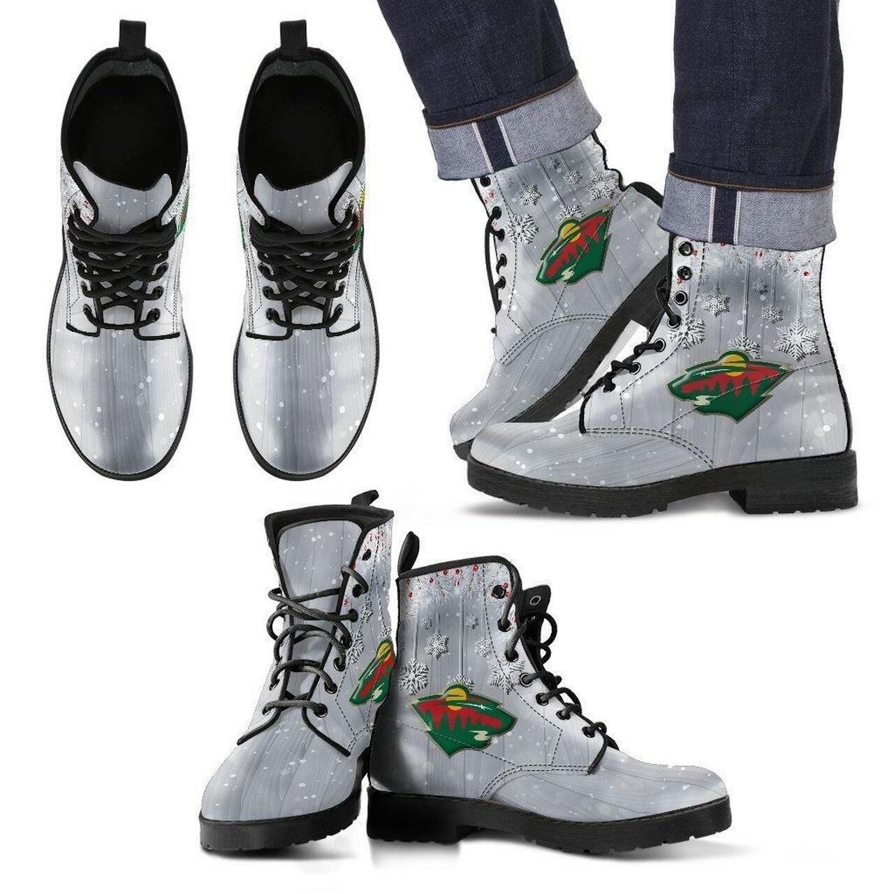 Minnesota Wild Leather Boots Fashion Women Boots Shoes Shoes4229