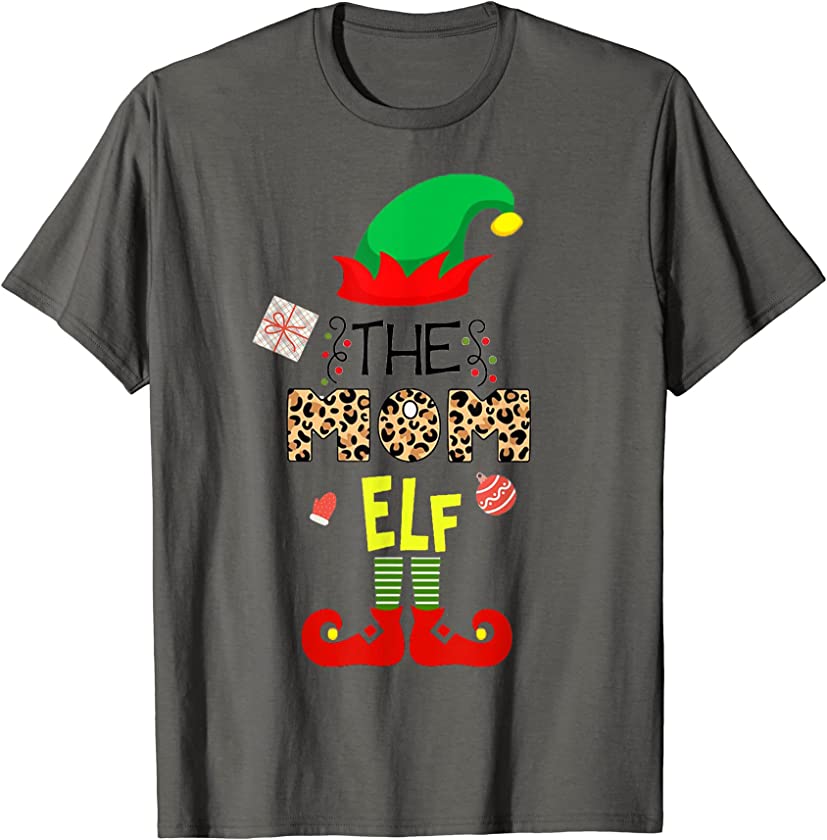 The Mom Elf Leopard Matching Family Christmas T-shirt T-Shirt