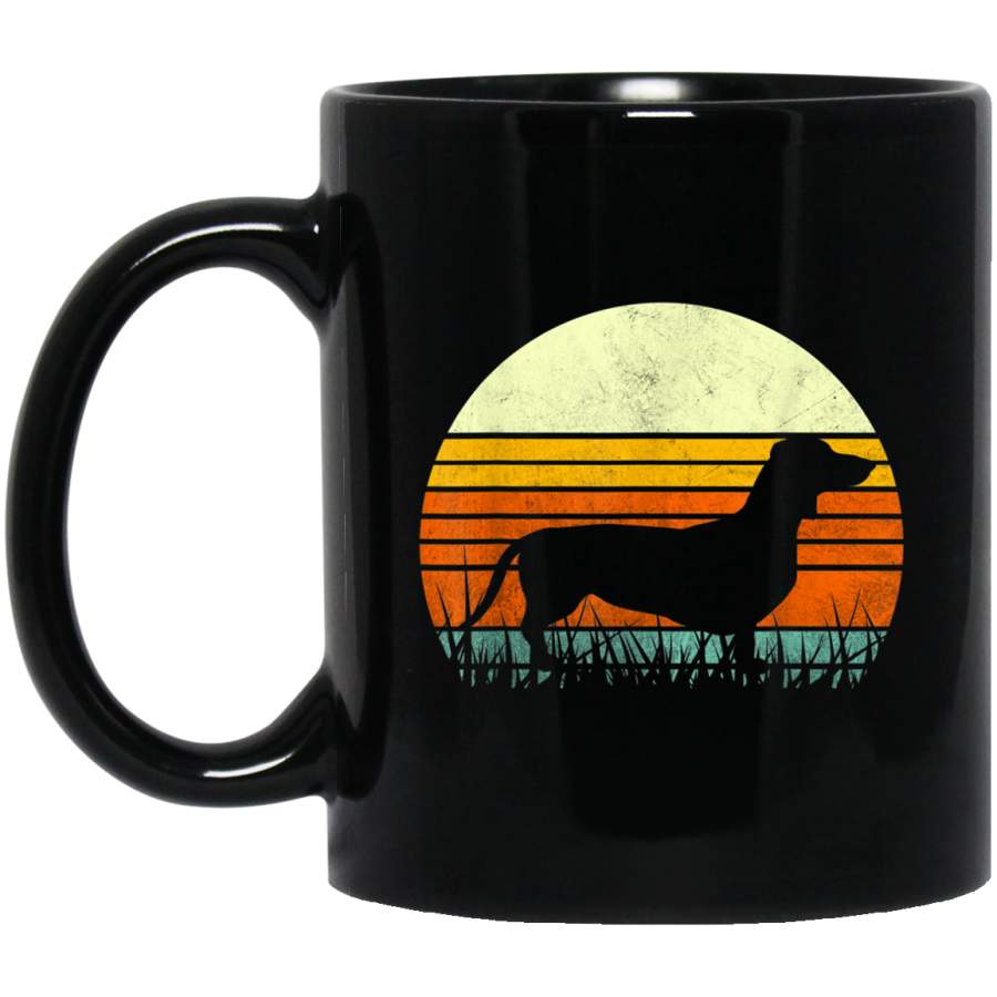 70s Vintage Retro Sunset Dachshund Mug