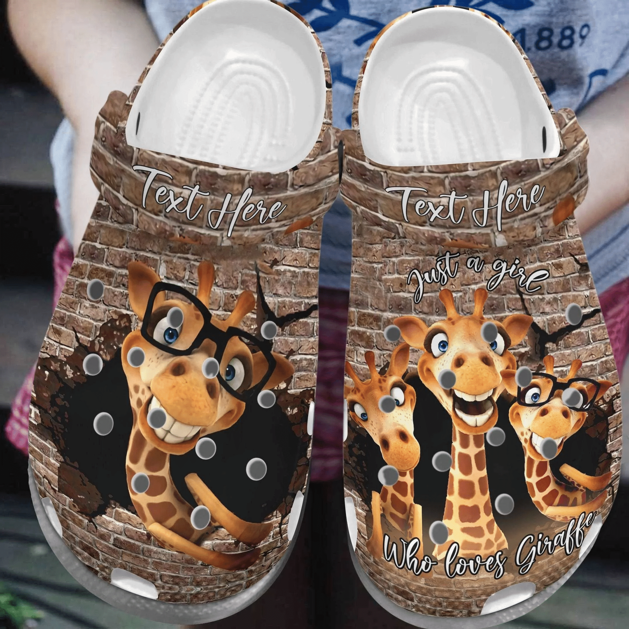 Custom Name Giraffe Just A Girl Who Loves Rubber Clogs Clogband Clogs, Comfy Footwear