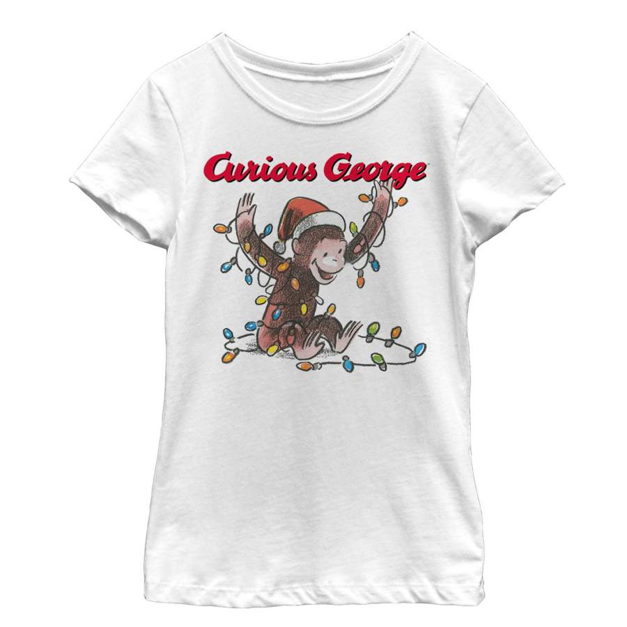 Curious George Girl’s Christmas Light Game  T Shirt