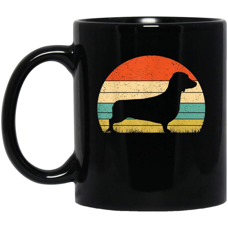 Doxie Dachshund Dog Retro Vintage 70s Silhouette Mug