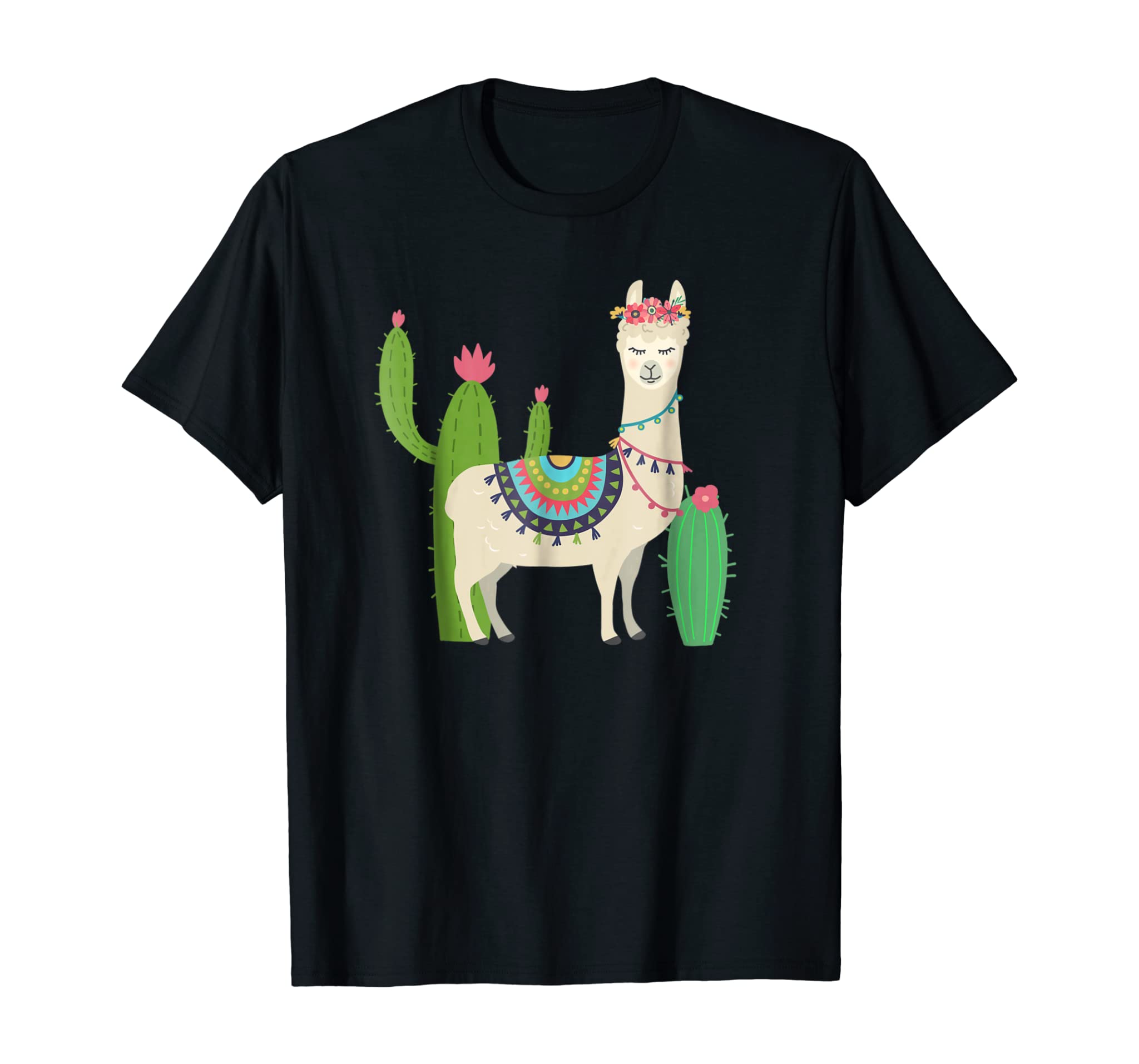 Cute Llama With Flower & Cactus / Llama Lover Gift & T-Shirt