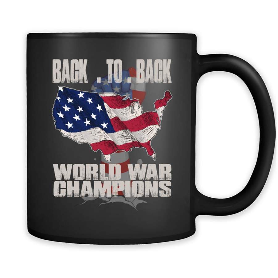 Back to Back World War Champions US Flag Vintage 1 – Full-Wrap Coffee Black Mug