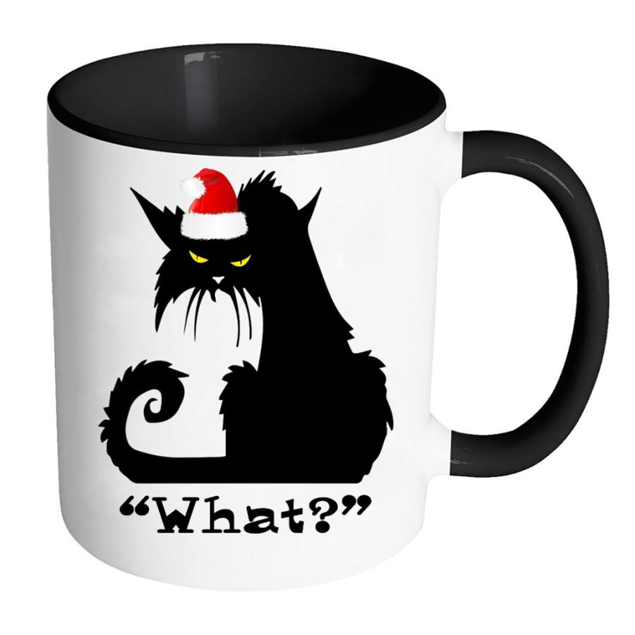 What_ Christmas Gift, Angry Cat, Black Cat, Kitten Lover – Full-Wrap Coffee Colors Accent Mug