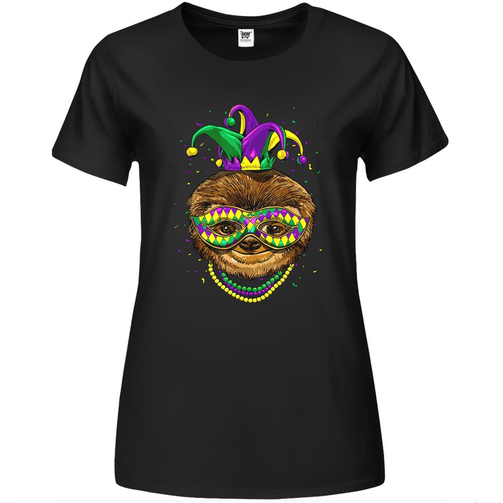 Sloth Animal Lover Cute Mardi Gras Carnival Jester Premium Womens T Shirts