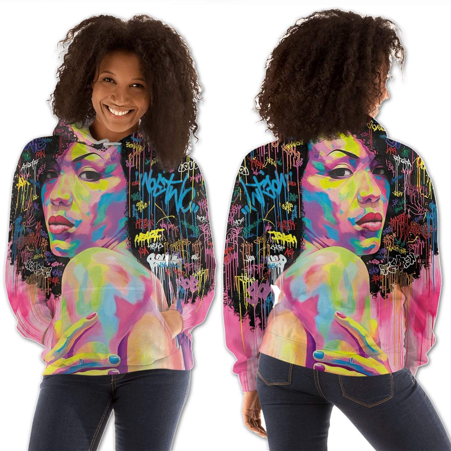 African American Hoodies Beautiful Black Afro Lady Modern Afrocentric Clothing