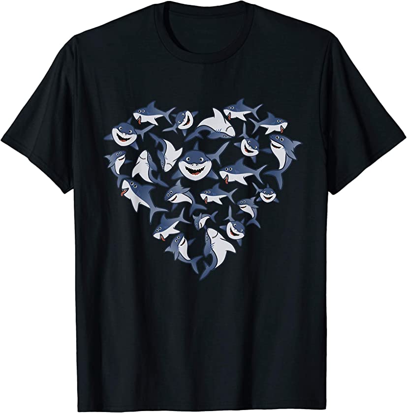 Shark Shirts For Women Girls Kids Heart Poses Cute Shark T-Shirt