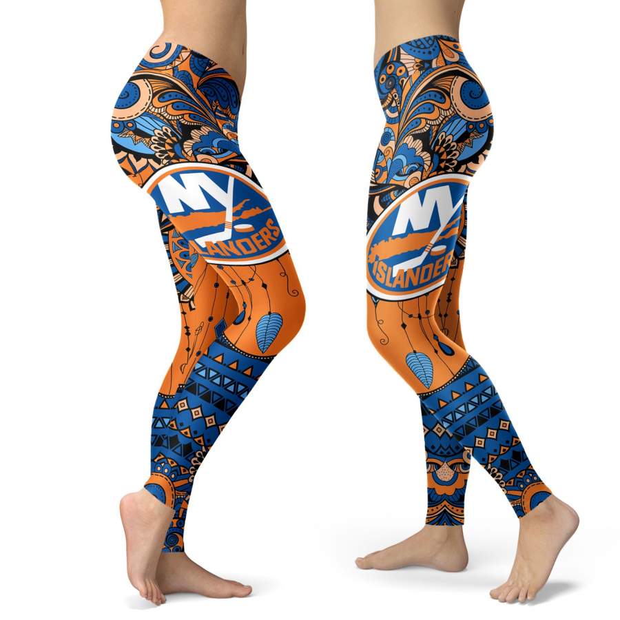 Boho New York Islanders Leggings With Fantastic Art