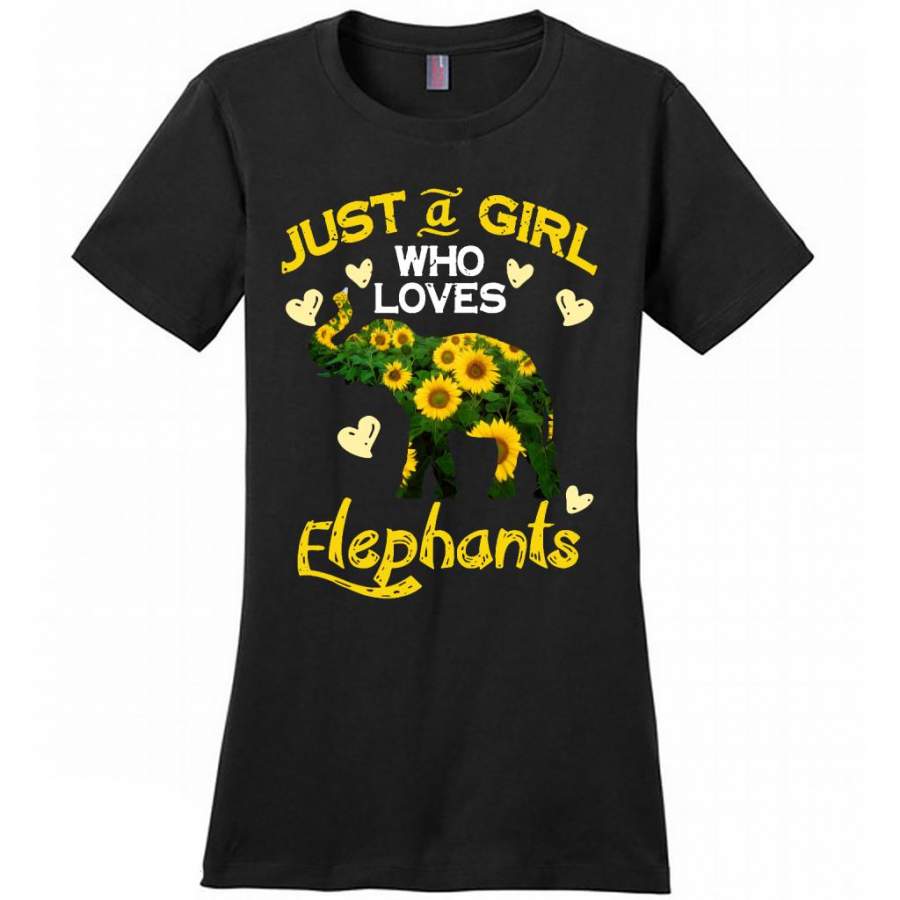 Just A Girl Who Loves Elephants, Floral Design – District Made Women Shirt