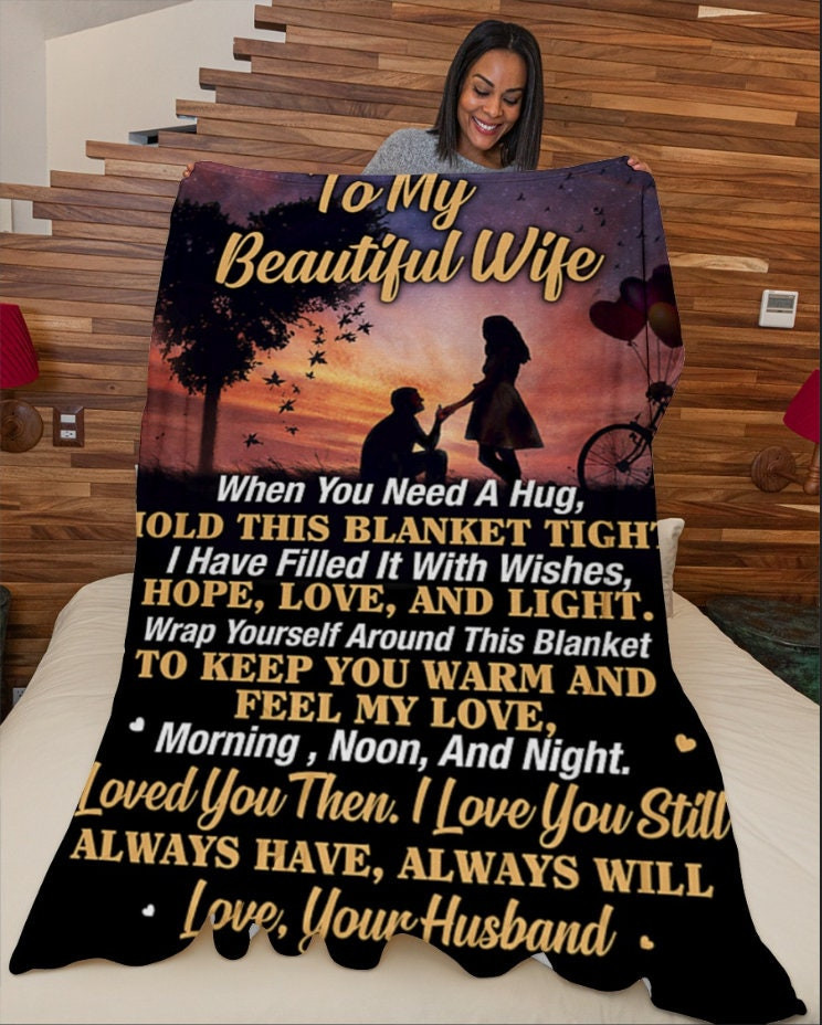 To My Beautiful Wife When You Need Hug Sherpablanket Special From Husband Christmas Blanket Love Wife Blanket Christmas Gift Blanket