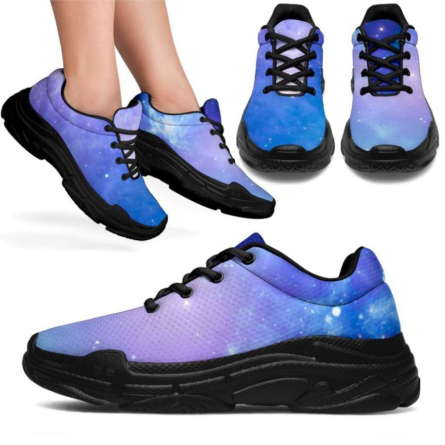 Blue Light Nebula Galaxy Space Print Chunky Sneakers