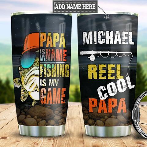 Personalized Fishing Papa Stainless Steel Tumbler, Personalized Tumblers, Tumbler Cups, Custom Tumblers