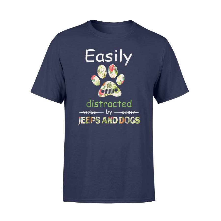 Easily Distracteds By Jeeps And Dogs Cute T Shirt