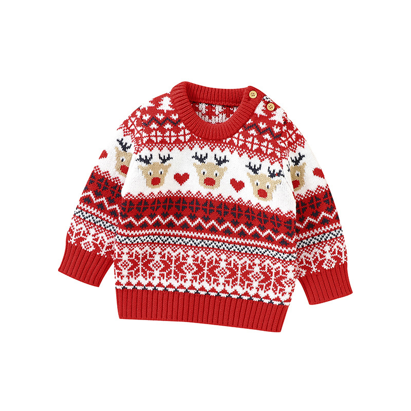 0-3Yrs Christmas Baby Boys Girls Sweaters Winter Knitted Infant Baby Clothes Elk Deer Pattern Kids New Year’s Costume Sweater alx